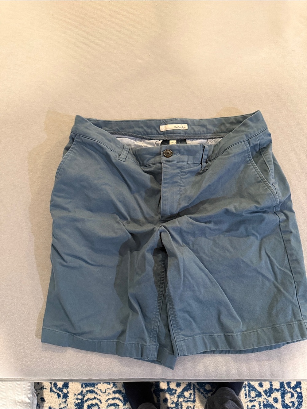 Light Blue Men's Flat-Front Cotton Shorts